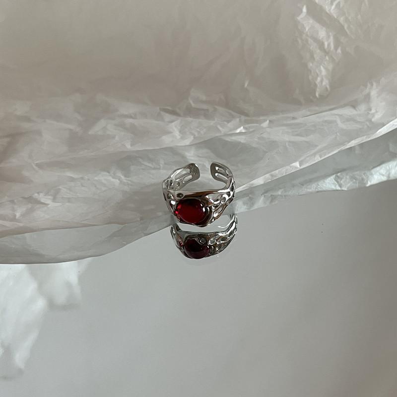 Vintage Silver Color Red Oval Ring For Women Trendy Elegant Irregular Natural Stone Luxury Ring Woman Y2K Aesthetic Jewelry Gift