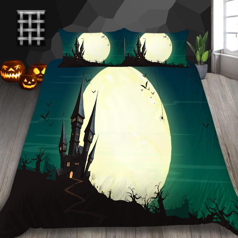 Halloween Decorative Quilt Cover Pillowcase Two Or Three-Piece Set Polyester 3D Digital Printing