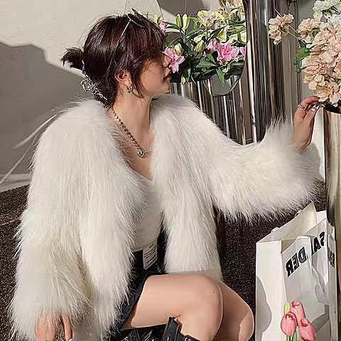Autumn and winter new imitation mink hair splicing fox hair plush coat short thin imitation fur coat