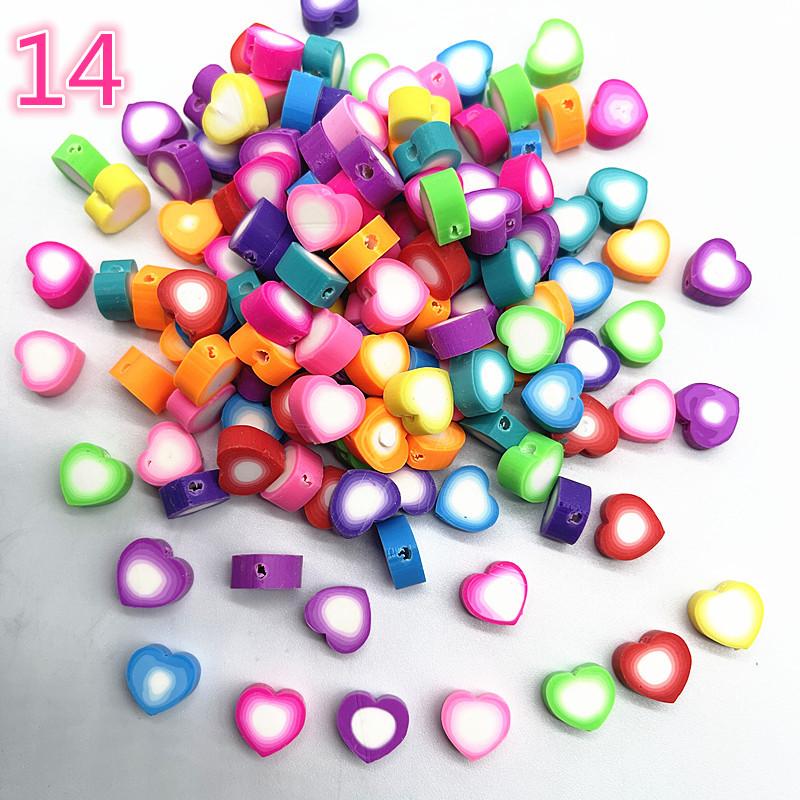 30pcs 10mm Heart Shape Fruit Beads Polymer Clay Beads Spacer Loose Beads for Jewelry Making DIY Bracelet Earring