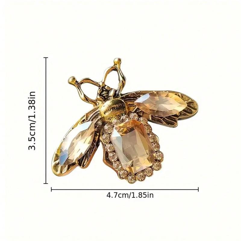1pc Vintage Baroque Bee Brooch - Gold Zinc Alloy Insect Pin with Faceted Gemstones, An Elegant Court-Style Accessory