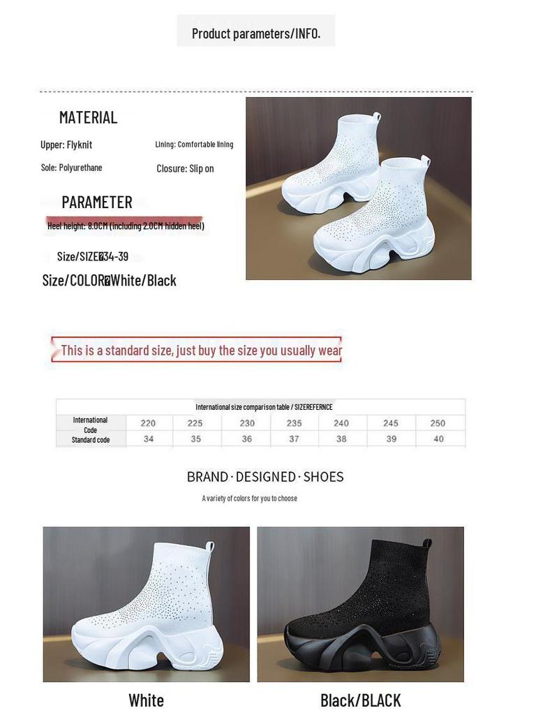 Women's 2025 Platform Slip-On Knit Ankle Boots - Thick Sole, High Heel Elastic Sock Boots.