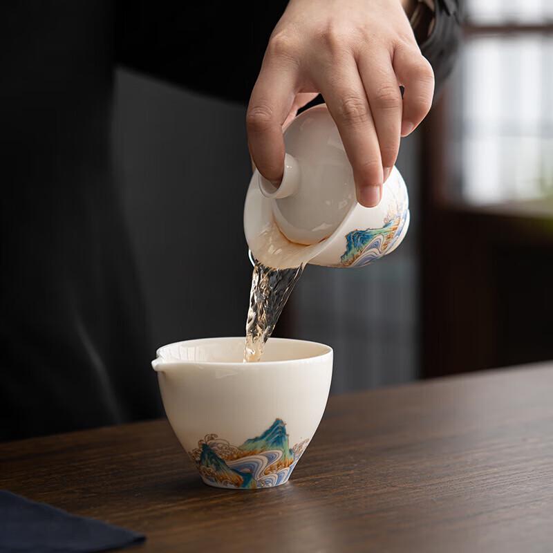 Susu Ceramic Portable Tea Set - Rivers and Mountains Design