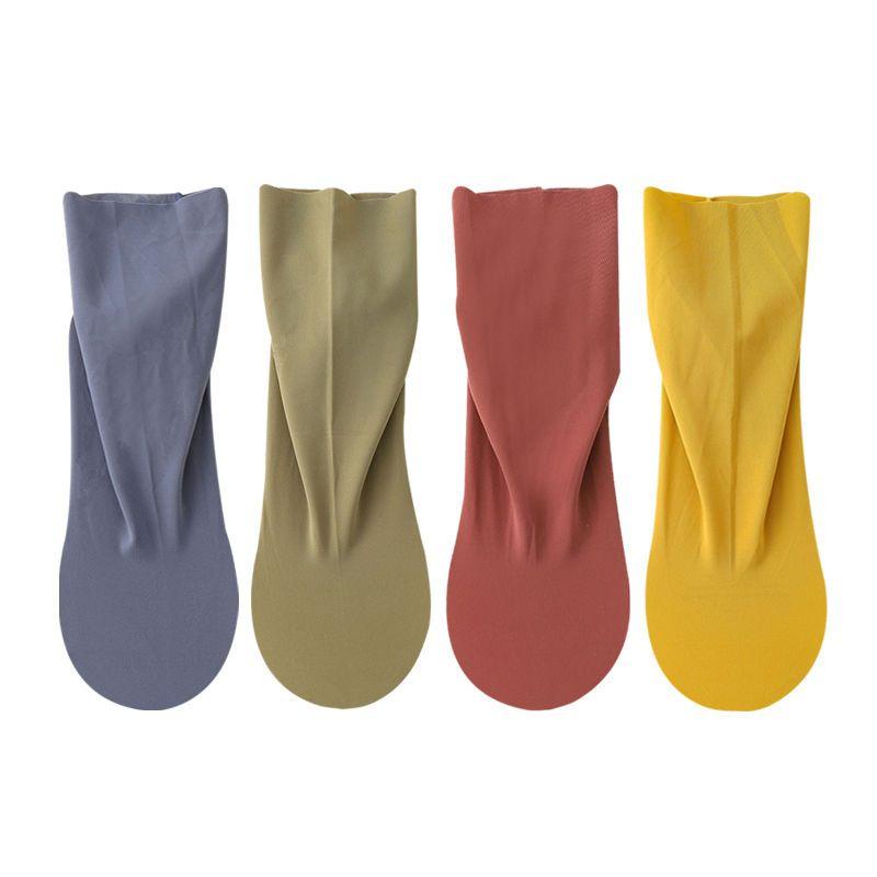 4 Pairs of Women's Socks Women's Center Tube Socks New Cotton Ice Silk Candy Color Versatile and Customizable Cut Socks At Will