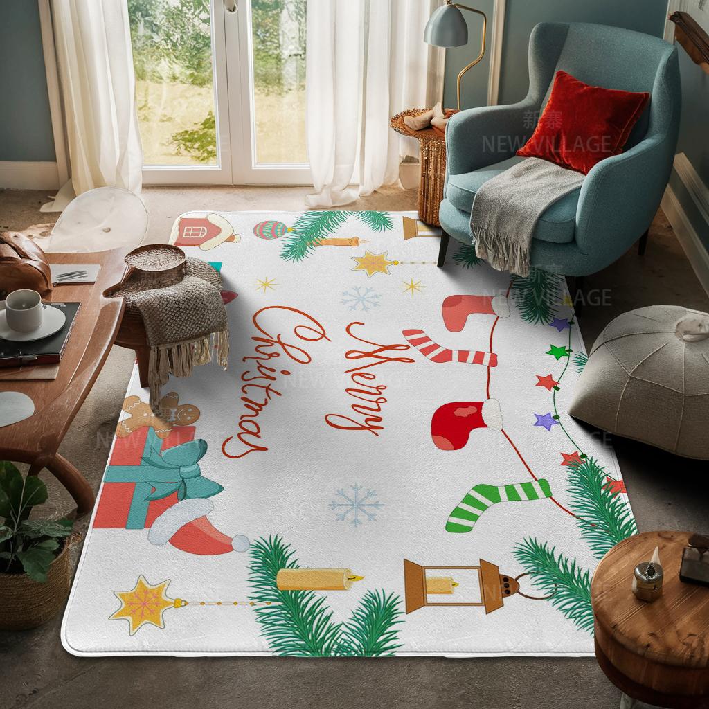 House Entrance Carpet Home Door Mat Living Room Bath Foot Bathroom Non-slip Water Absorption Rugs Bath Merry Christmas Winter