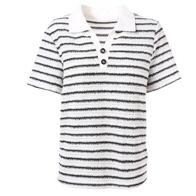 Betu Women's Striped Short Sleeve Polo T-Shirt