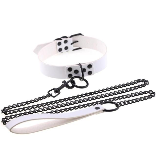 Rivet Slave Collar With Leash Pet Play Owned Submissive Collars & Leashes