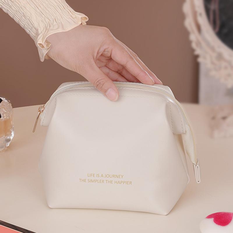 

HK8288 Travel Makeup Bag PU Leather Waterproof Cosmetics Toiletry Carrying Bag for Women Girls White