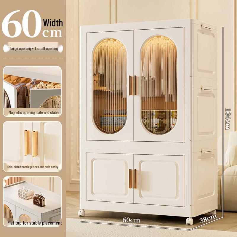 Children's Toy Storage Cabinet: Movable Multi-layer Thickened Wardrobe with Folding Shelves for Home and Bedroom