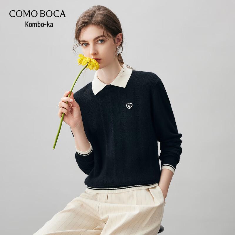 

Komongboka Women s Faux Two-Piece Polo Collar Cashmere Sweater