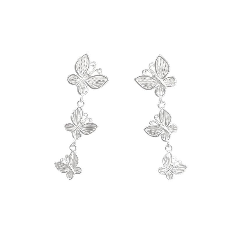 

Новые серьги с тремя бабочками для женщин, простой и изысканный дизайн Ins Niche