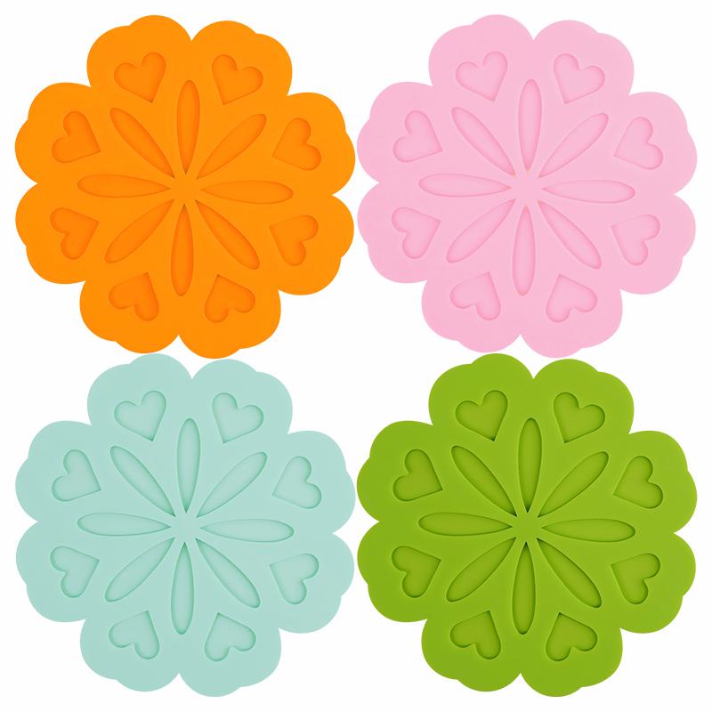 Silicone Bowl Plate Pads Non Slip Anti Scald Placemat Trivet Pot Holders Coaster Durable Desktop Protect Decorate Mats Set of 4
