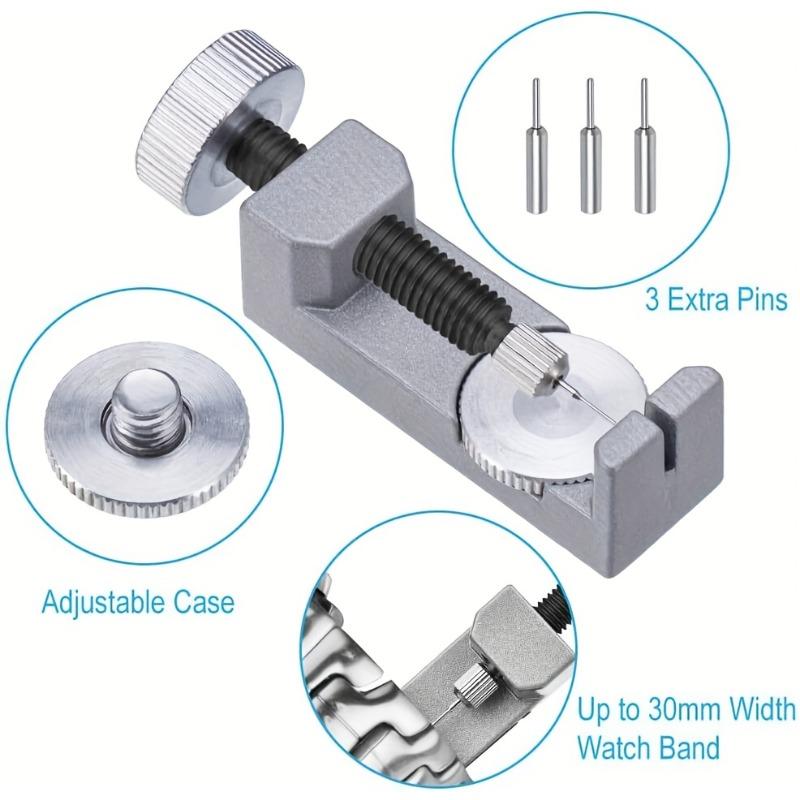 Silvery Metal Watch Band Strap Bracelet Link Pin Remover Tool Kit with 3pcs Needles, Adjustable Watch Repair Tool, No Power Required