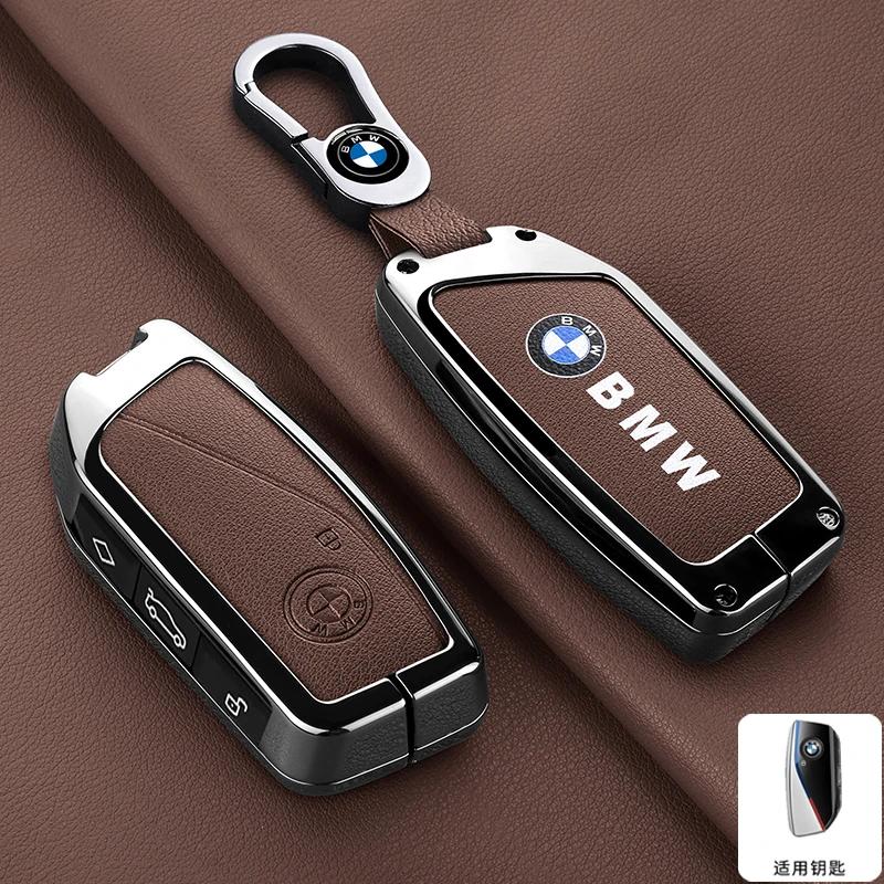 Nouveau Porte-clés Coque de clé de voiture en cuir véritable Anneau Porte-clés Pour BMW I7 X7 G07 LCI I20 U11 IX X1 Série 7 G70 G09 XM U06