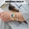 Women Jewelry Set Quartz Movement Watch   Steel Bracelet Jewelry Set Anniversary Gift