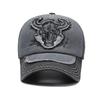 Washed Cotton Bull Head Embroidered Baseball Cap Hip Hop Adjustable Sun Hat Sunscreen Distressed Peaked Cap For Man Women Unisex