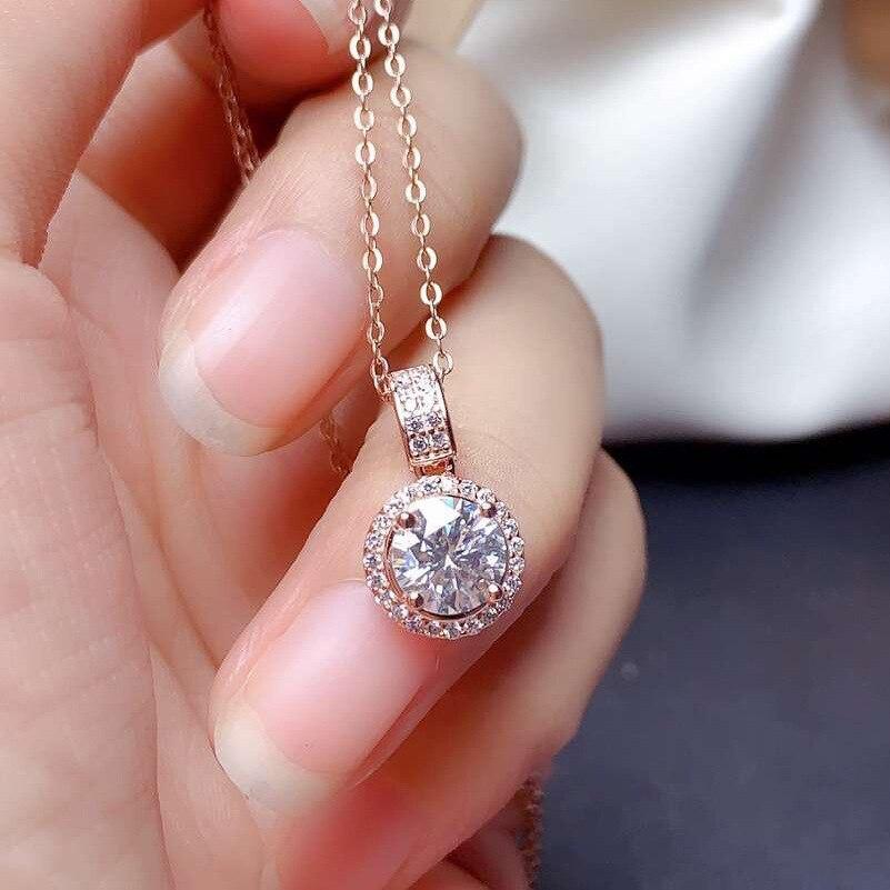 Bella Box классический круглый кулон с имитацией циркона ожерелье помолвка подарок на годовщину для женщин розового золота