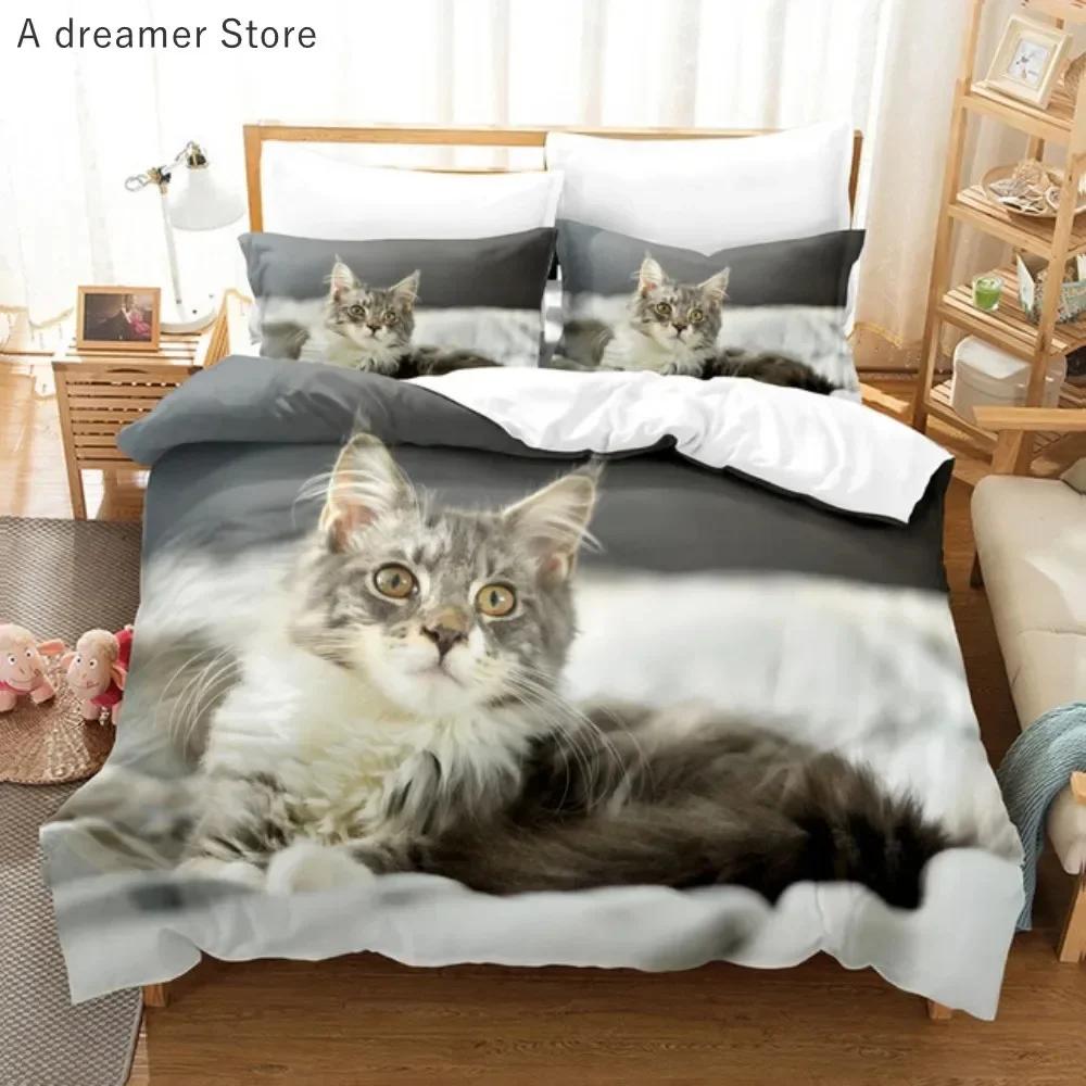 3D Lustige Süße Katzen Schwarze Katze Bequemer Bettbezug Steppdecke Kissenbezug Bettwäscheset Kinder Schlafzimmer Dekoration Heimtextil