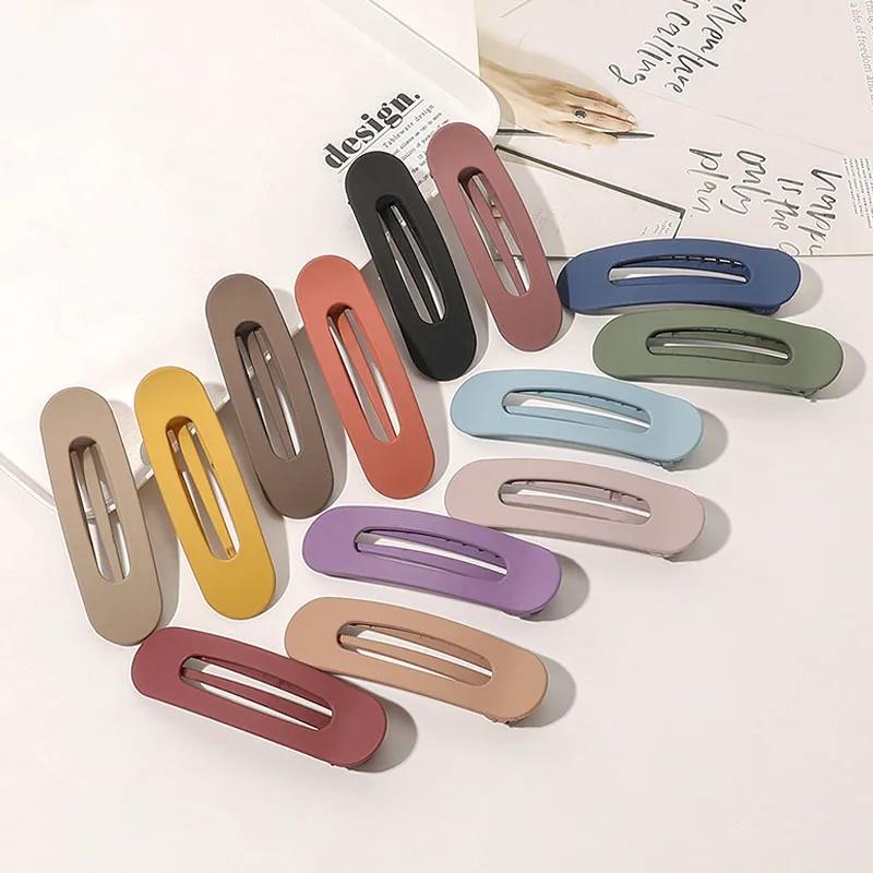 Fashion Color Solid Acrylic Hairpins Toothed Korean Frosted Large Hair Clips Women Girl Hair Accesories Non Slip BB Barrette
