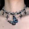 Y2K Spicy Girl Dark Star Leather Choker Necklace - Pure Desire Clavicle Chain