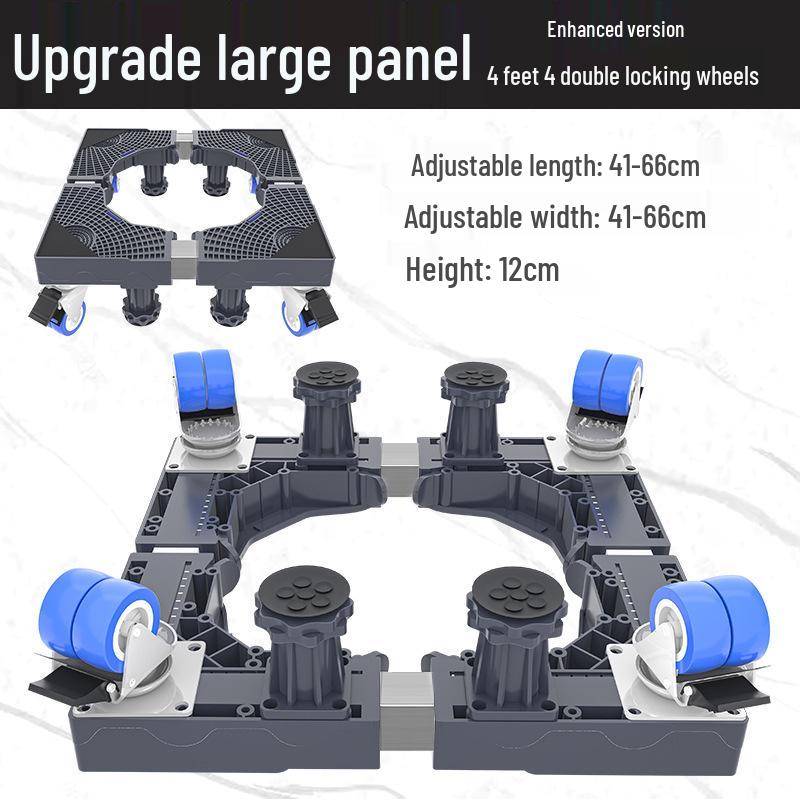 Grauer Verstellbarer Mobiler Waschmaschinenständer mit Rädern und Bremsen