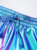 Meisjes Metallic Korte Broek Trekkoord Elastische Tailleband Glanzende Hotpants Dans Bodems Zakken Sportkorte Broek