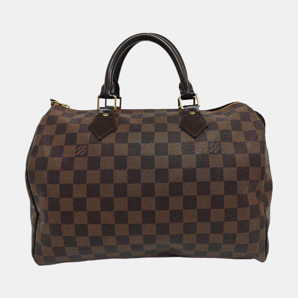 [Pre-Owned] Speedy 30 Checkered Zipper Closure Coated Canvas With Leather Trim Handbag - Good #1AYVPJP