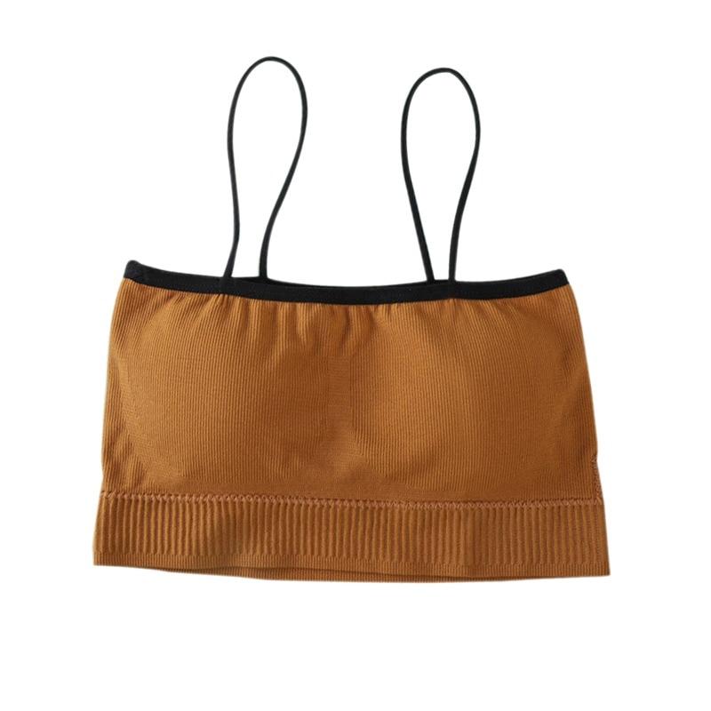 

Корейский женский цветной контрастный подушечка для груди, красивый спортивный бюстгальтер с открытым пупком сзади One Size