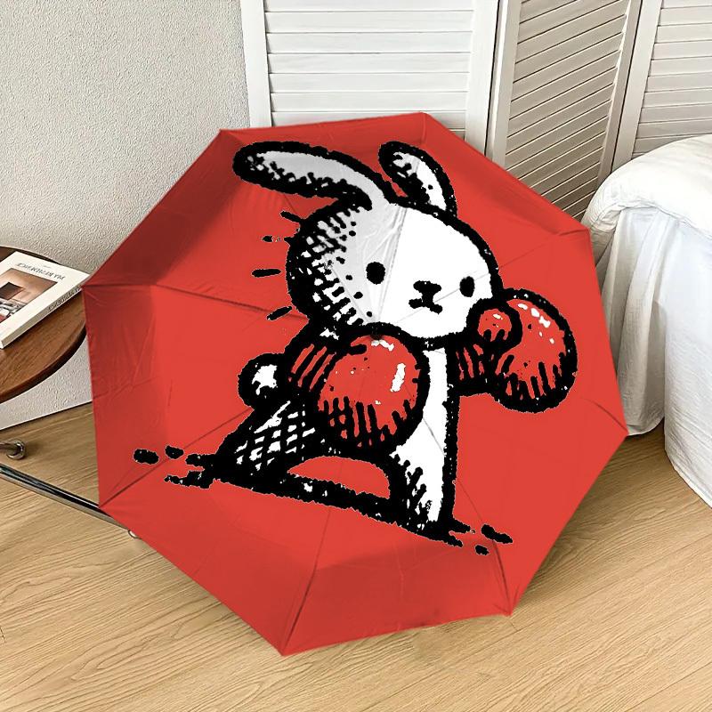 Adorable Lapin avec Balle Rouge: Design de parapluie unique - Parfait pour les aventures en plein air, Essentiels de voyage 001
