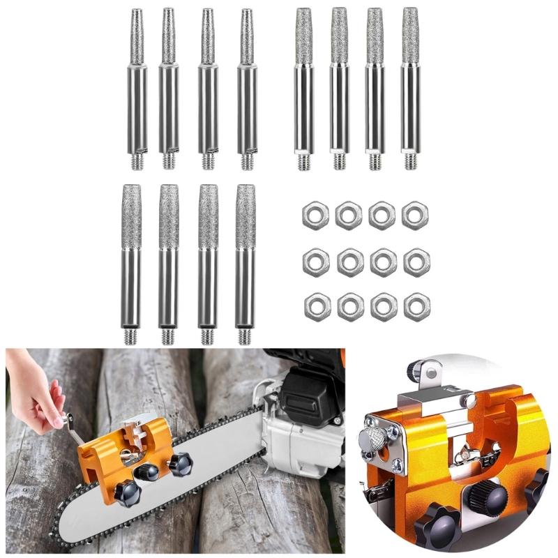 12 Pezzi 4mm/4.8mm/5.5mm Teste di Affilatura per Catena Per Affilatura di Precisione Con Dadi Comodi Per Garage Domestico e Officine di Riparazione