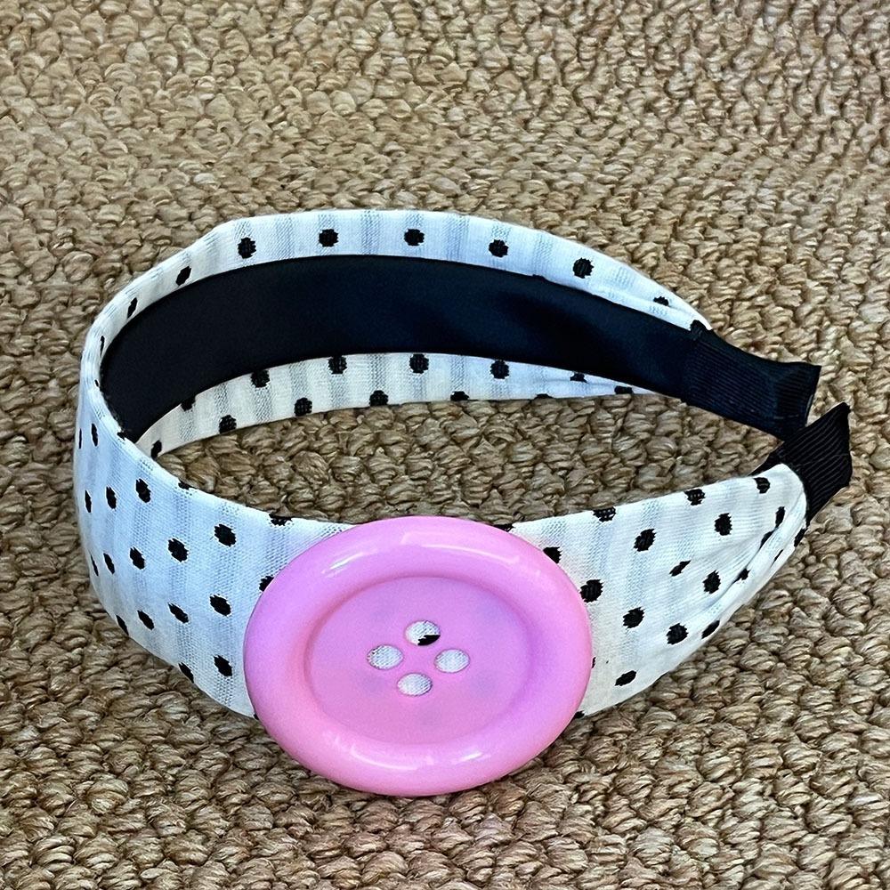 

Non-slip Teeth Women Hair Hoop Wide Hair Accessories Button Polka Dots Headband Women s Fashion белый