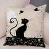 Double Print Cute Elegant Black Cat Cushion Cover Decor Cartoon Animal Pillow Case for Sofa Home Car Soft Plush Throw Pillowcase