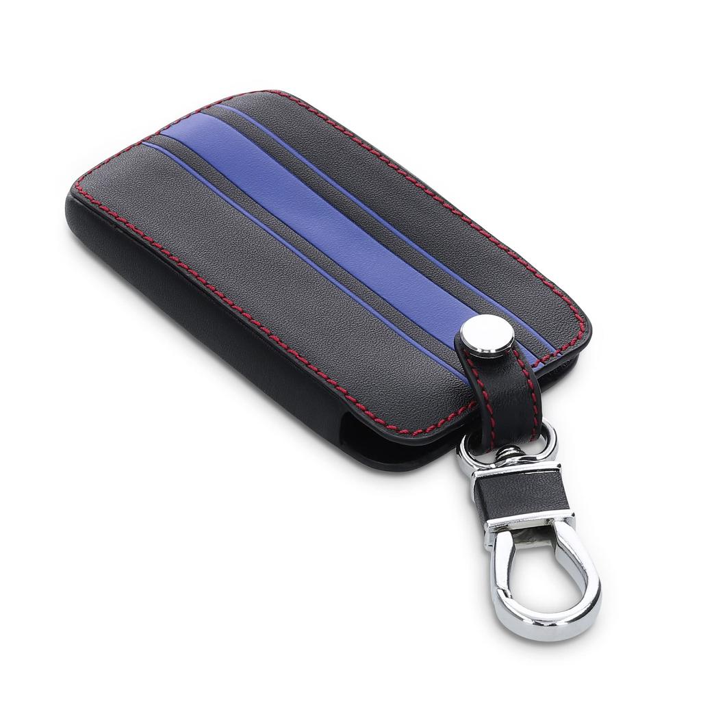 [kwmobile] Compatible with: Renault 4-Button Smart Key (Keyless Go compatible models only) Key Case - Protective Key Cover - PU Leather, Blue/Black