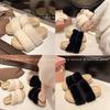 Flat Heel Autumn and Winter One-word Slippers Women's New One-word Drag Super Fire Outer Wear Internet Celebrity Versatile Suede 2025 Simple Black