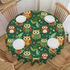 Round Oilproof Whimsical Owl Seamless Pattern Table Cover Tablecloth for Dining 60 Inch Table Cloth