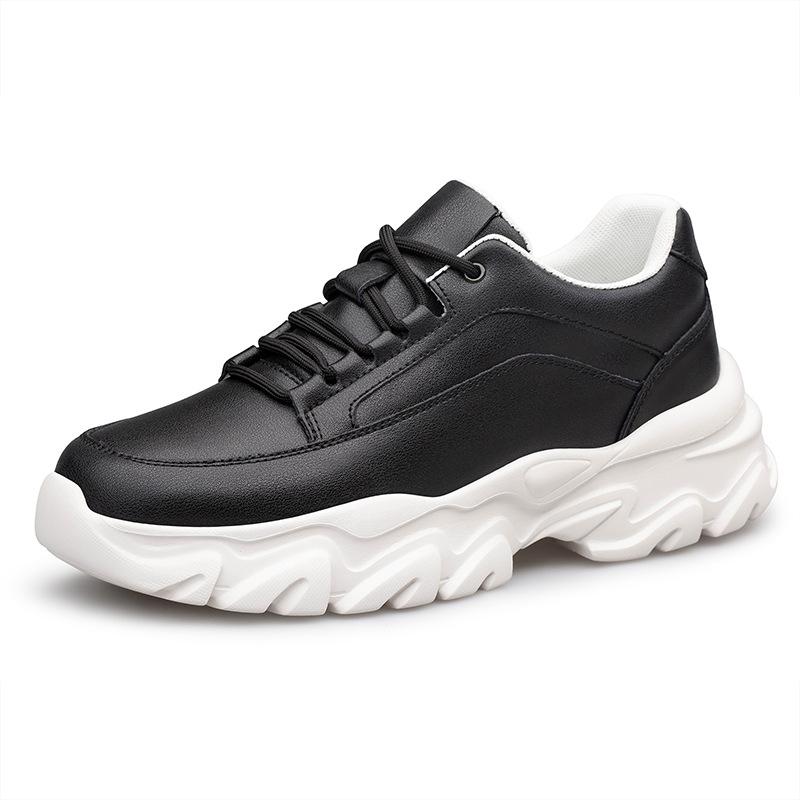 Men Genuine Leather Sneakers Elevator Shoes Invisible Breathable Heightening Shoes 6/8CM Men Casual Sneakers Board Tennis Shoes