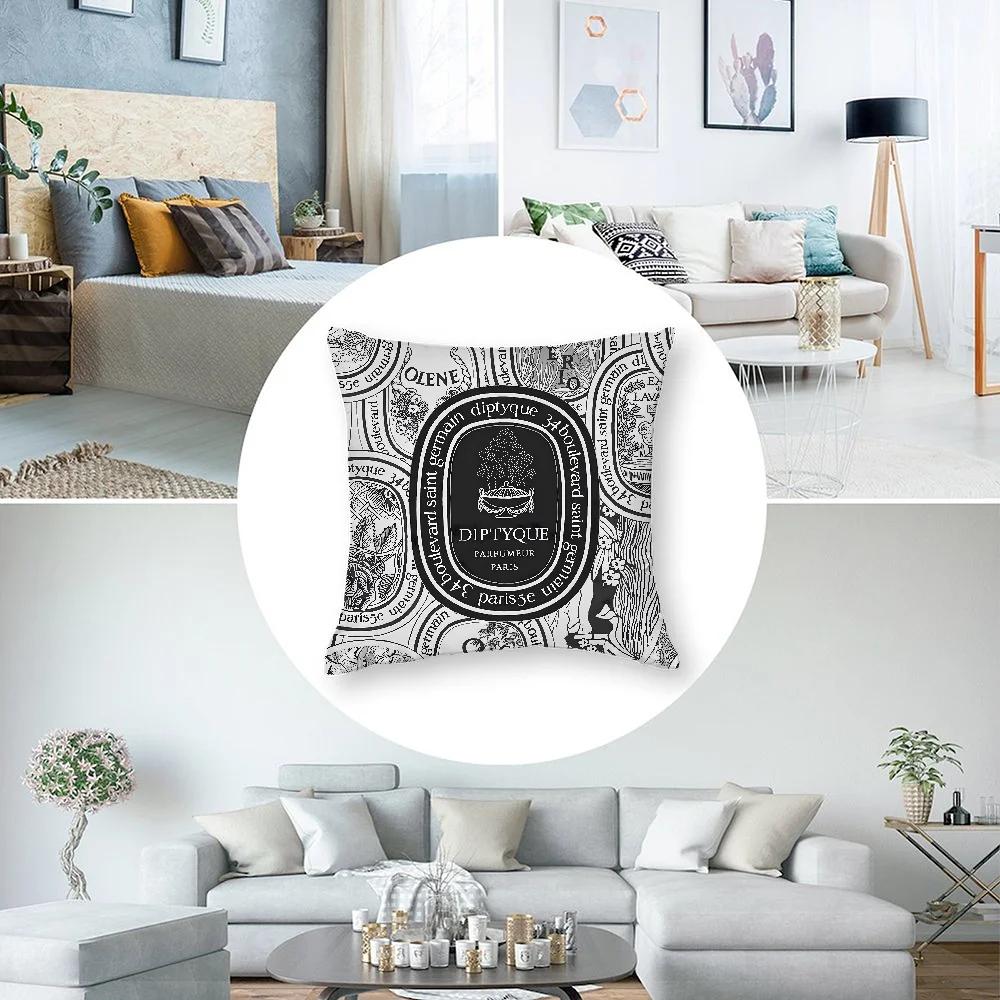 Luxury D-Diptyques Pillow Case Plush Fabric Soft Double Sided Print Sofa Cushion Cover Throw Pillow Covers
