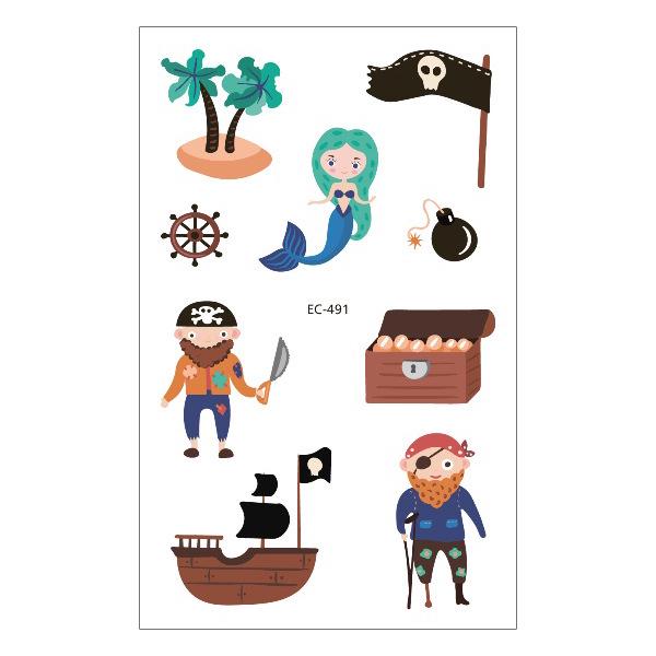 Children s Cute Cartoon Pirate Face Tattoo Stickers 120x75mm
