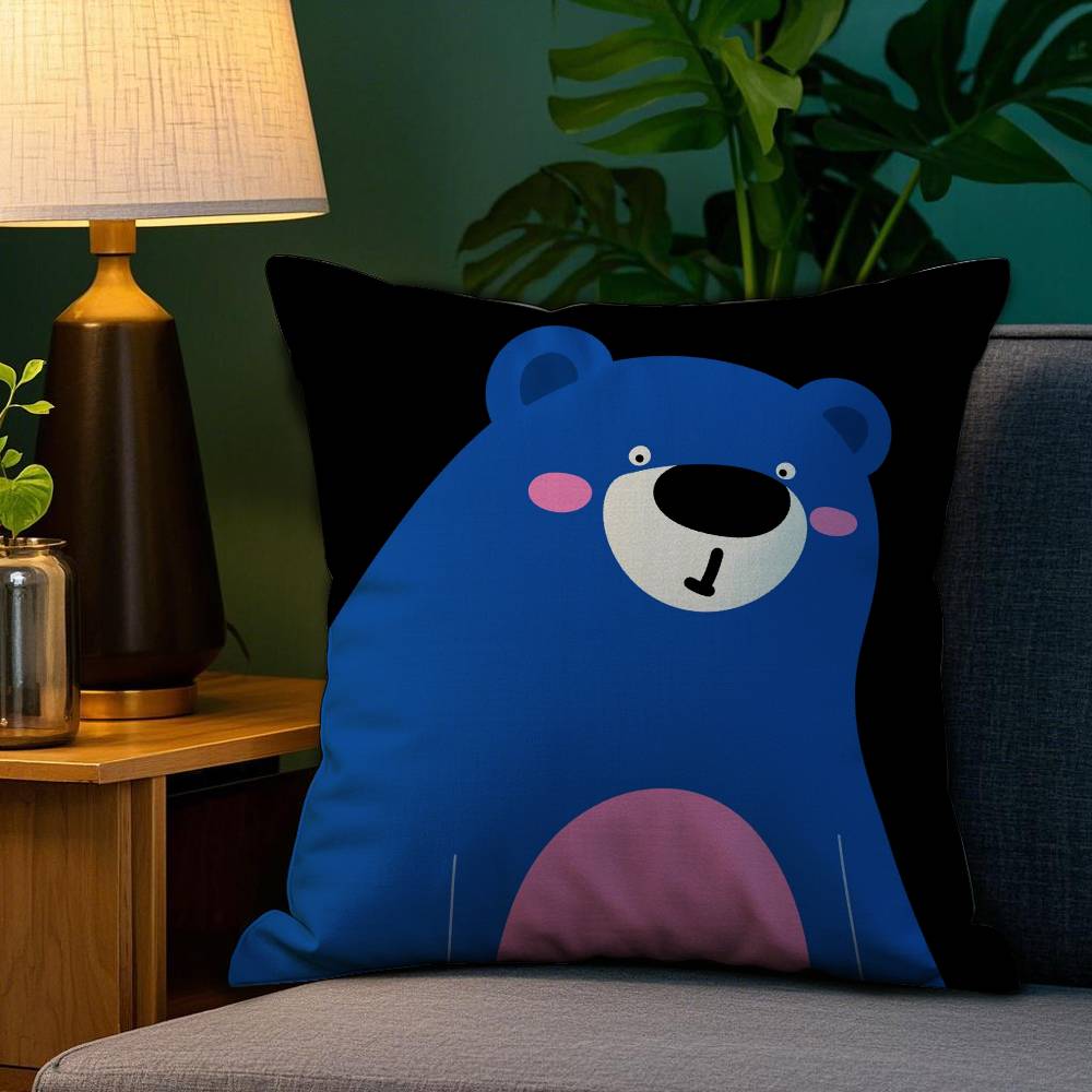 Cartoon Animal Pillow Case Anti-dustmite Pillowcase Invisible Zipper Silky Short Plush Sofa Cushion Cover