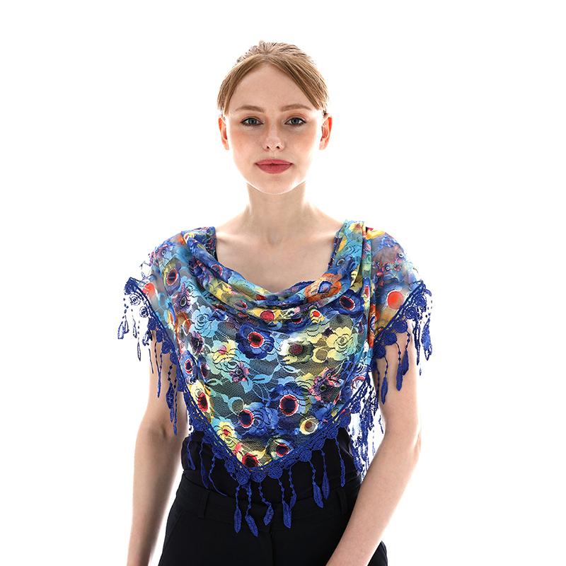 Embroidered Scarf for Church Shawl with Spanish Fringes Christian Veil Spanish Mantilla Lace Shawl Floral Women Handkerchief