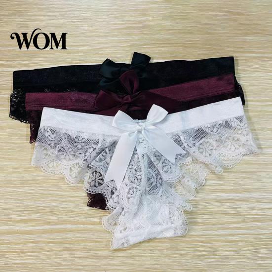 Charming See-through Thong Women's Sexy Sheer Lace Thong, Cheeky See Through Underwear, Soft Comfortable Panties High Waist T Back Stretch with