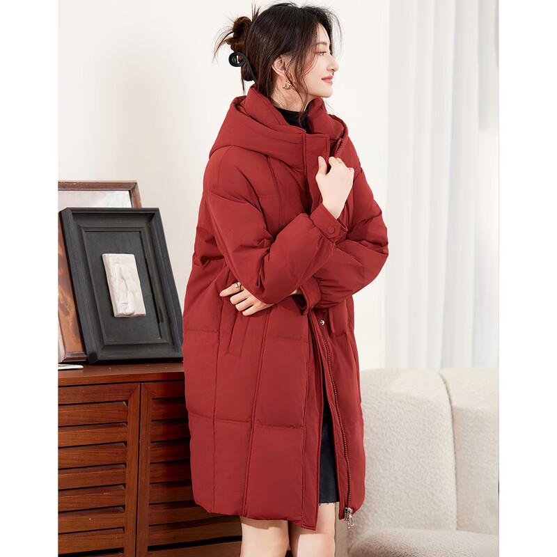 Women's Elegant Hooded Mid-Length Duck Down Puffer Jacket