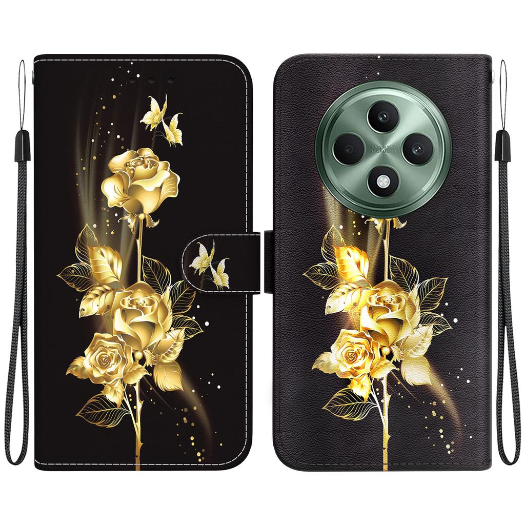 Für Oppo Reno12 F 5G Brieftasche Handyhülle Sturzsichere Leder Klapphülle Musterdruck
