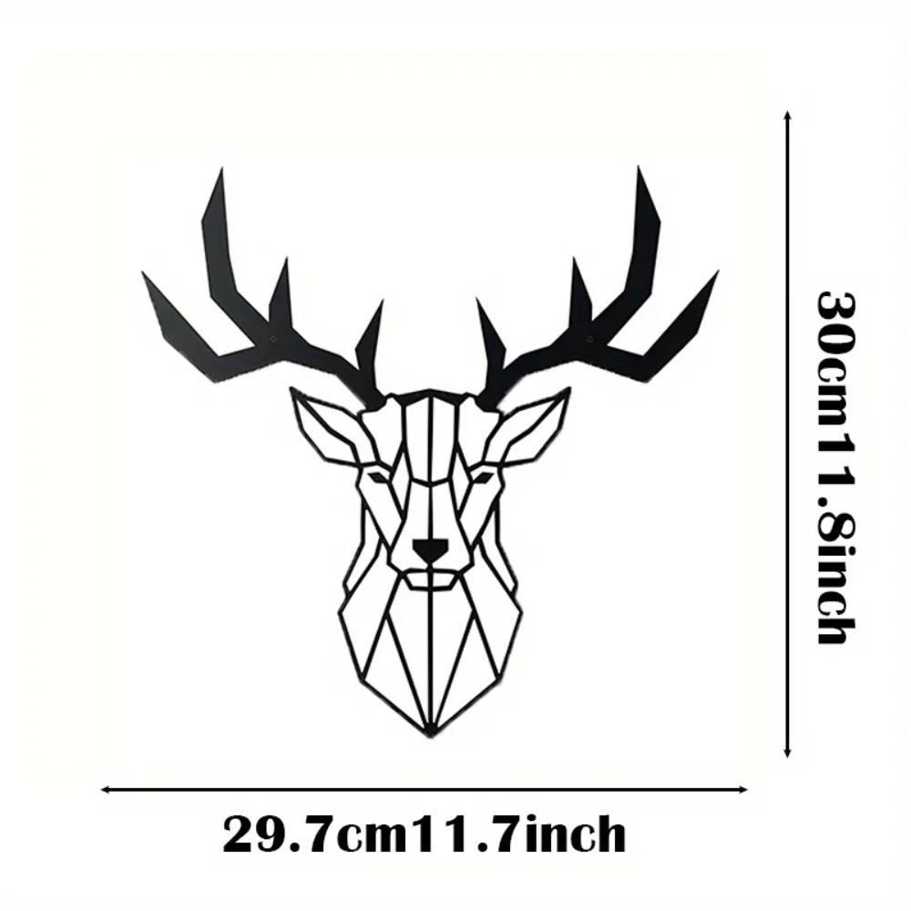 Black Metal Elk Design Wall Hanging Art Gift for Home Office Decor