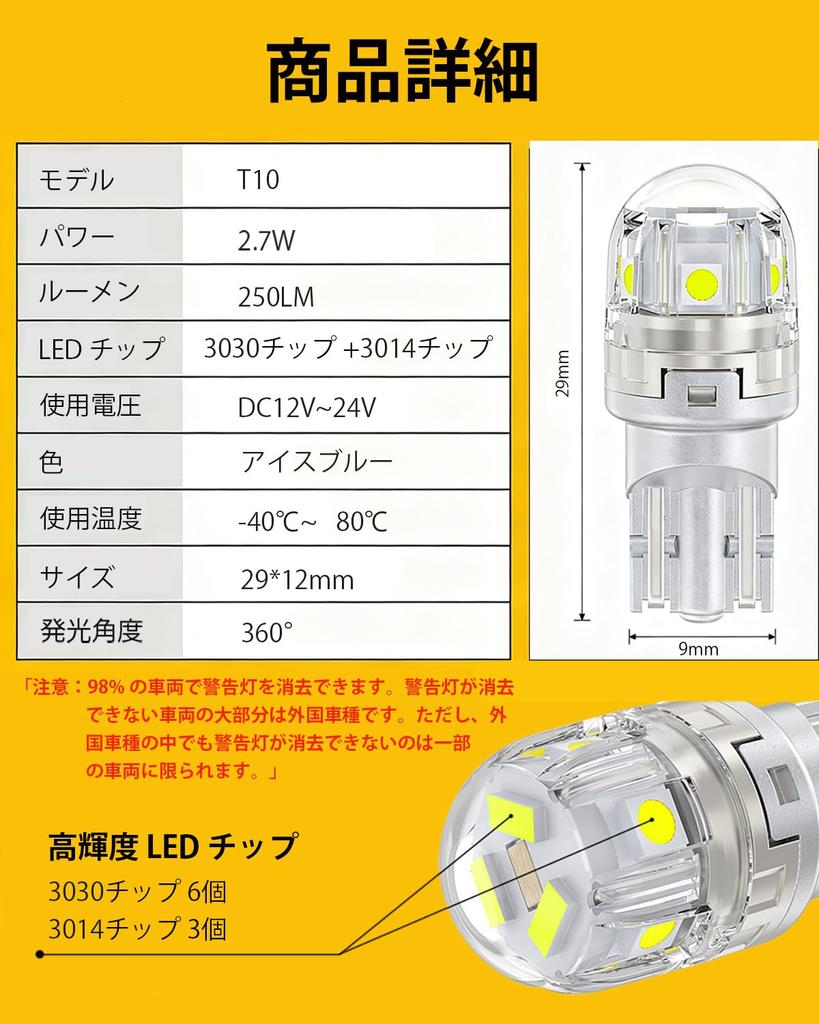 XSETA T10 LED Ice Blue Explosion Light, Built-in Canceller, Position/License Plate/Room Lamp, Heavy Duty,