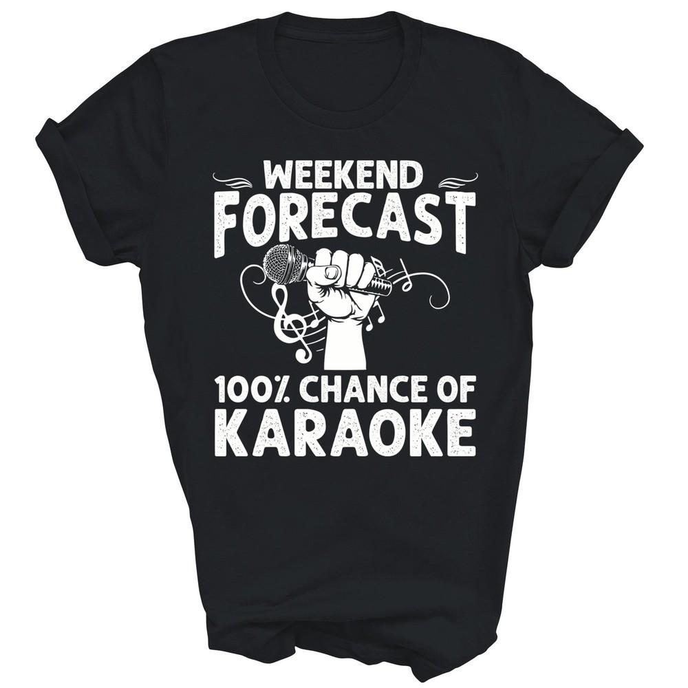 Прогноз на выходные Караоке Микрофон Пение Унисекс Футболка Подарок 3XL