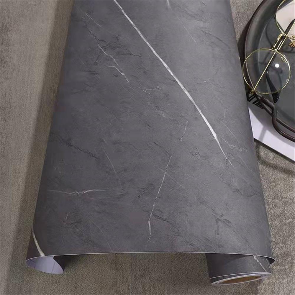Tapet Autocolant Gros Mat cu Model Marmură Gri, Film Impermeabil, Autocolant de Perete cu Aspect de Rocă, Rezistent la Ulei, pentru Mobilier, Blat Bucătărie