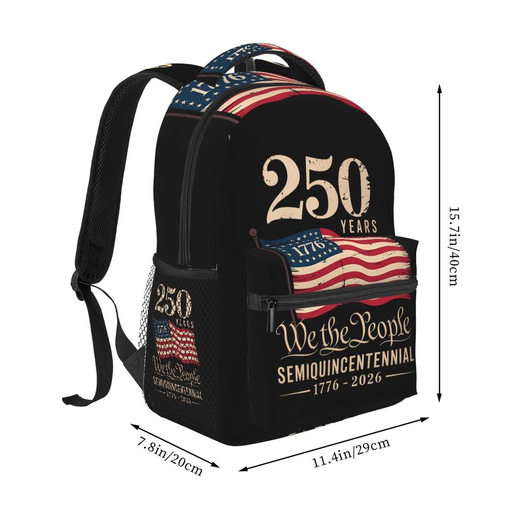 USA 250th Anniversary 1776-2026 American Flag Backpack Student Boys Girls BookBag Kids School Bag Shoulder Bags for Men Women