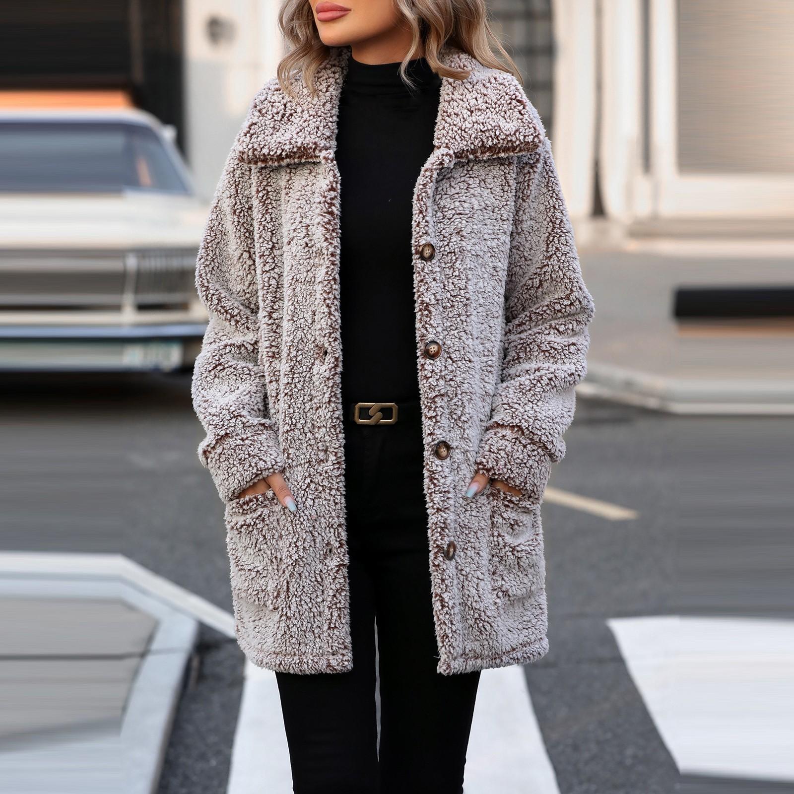 

Женское повседневное однобортное пальто-кардиган средней длины с лацканами XL светло-коричневого