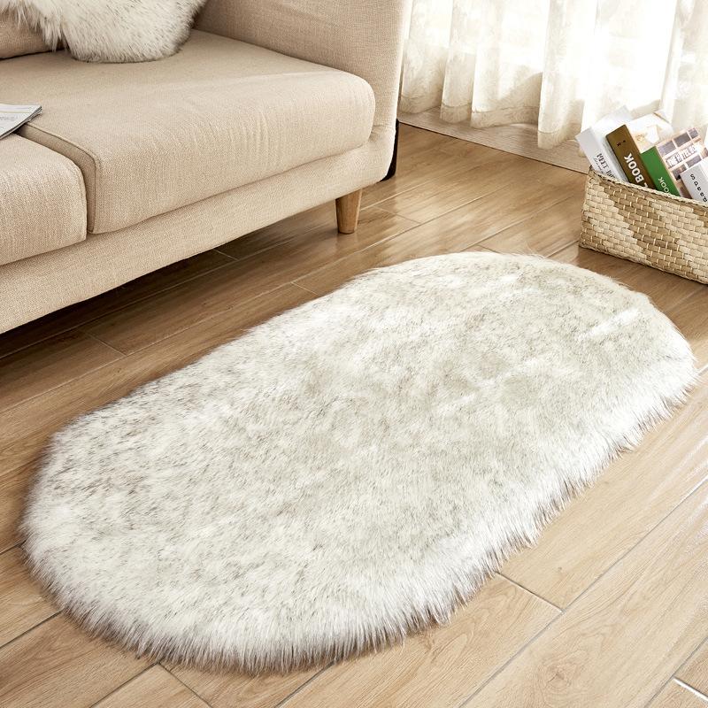 Winter Household Wool Carpet Oval Plush Carpet Coffee Table Living Room Bedroom Bedside Blanket Bay Window Mat